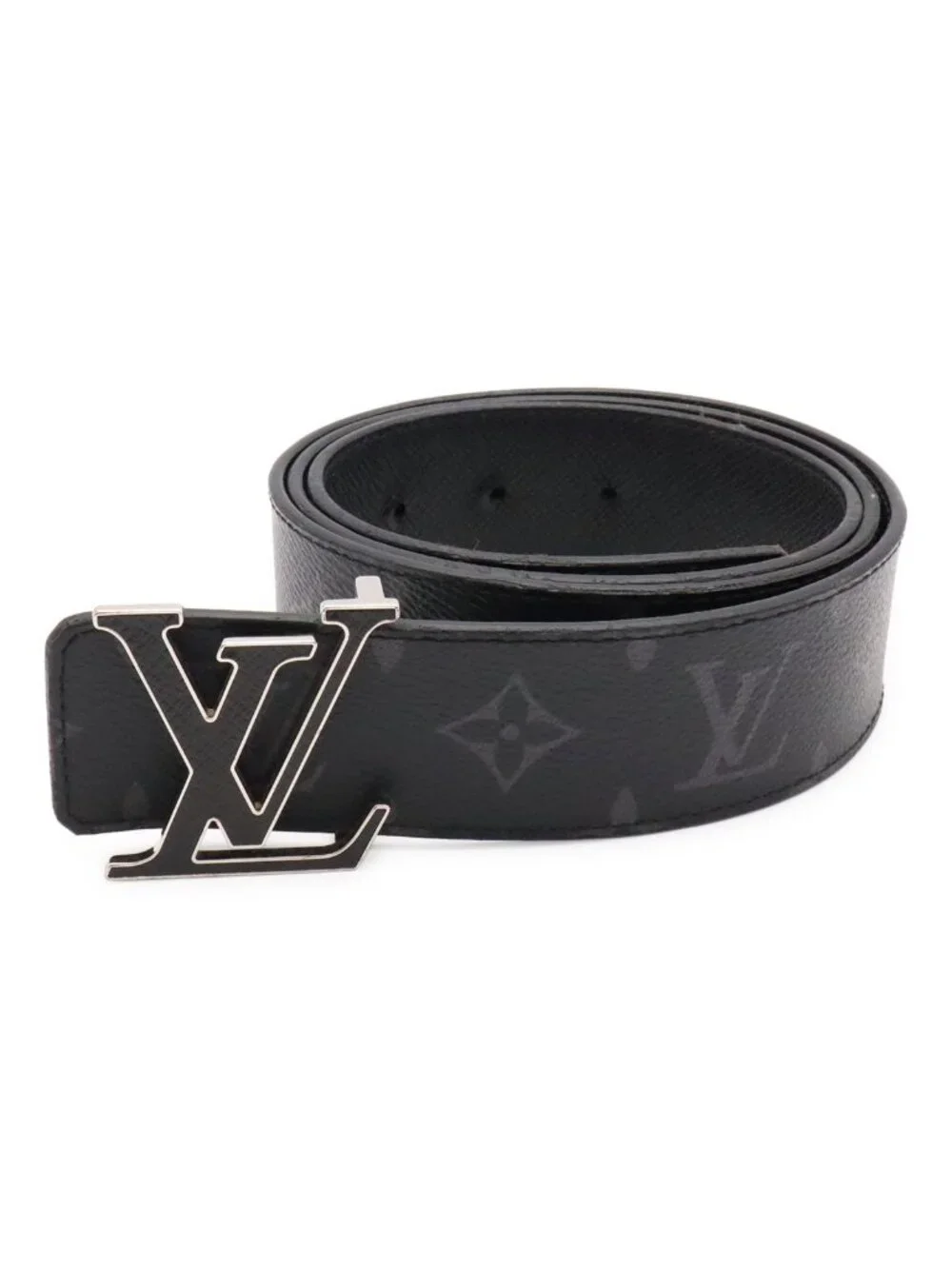 Louis Vuitton Monogram Eclipse Taiga Ceinture LV Initial 40 Reversible Belt 95
